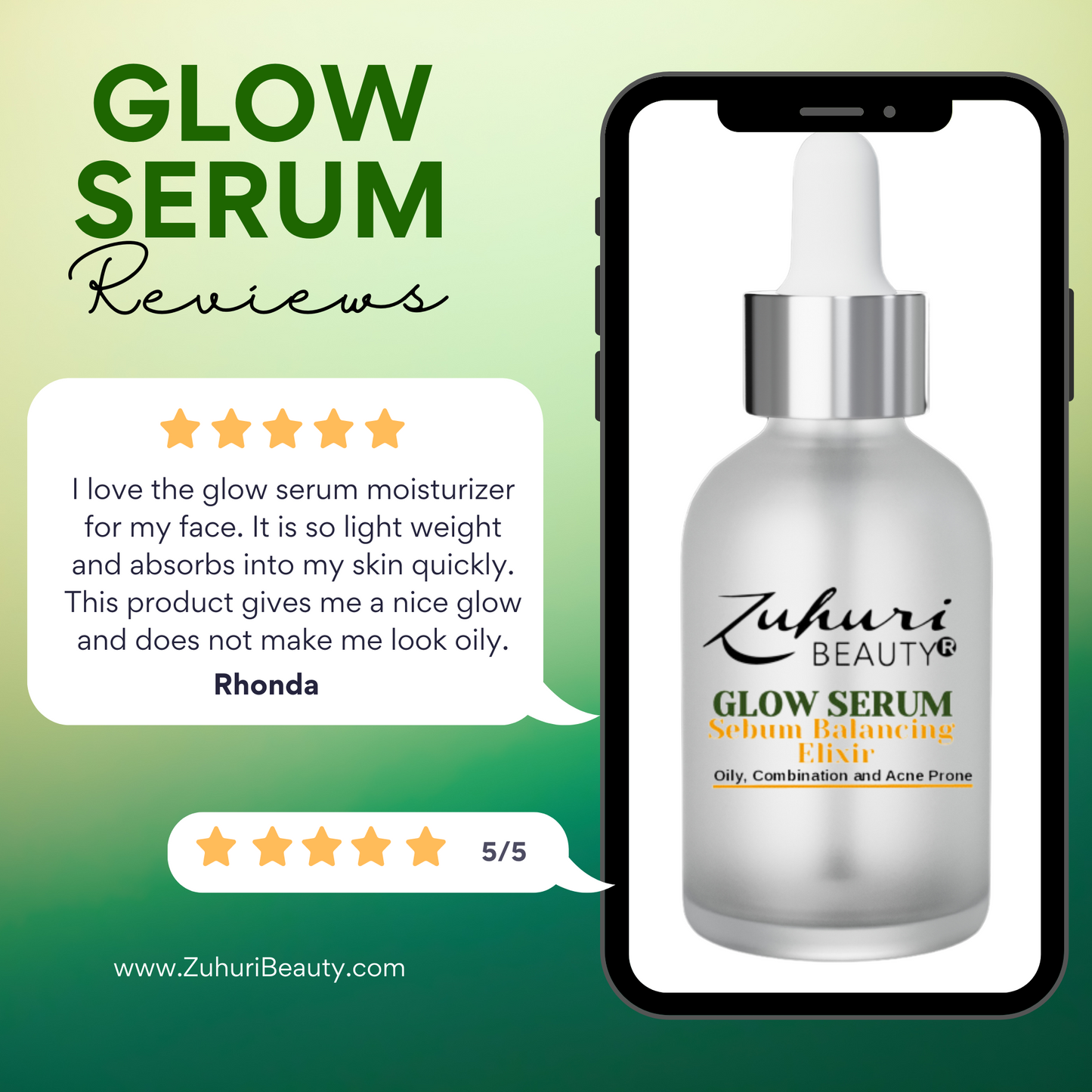 Glow Serum Sebum Balancing Elixir Face Oil for Oily, Combination and/or Acne Prone Skin