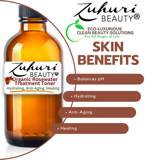 Zuhuri Beauty 24/7 Hydrating, Sebum Balancing, and Anti-Aging Organic Rosewater Treatment Toner