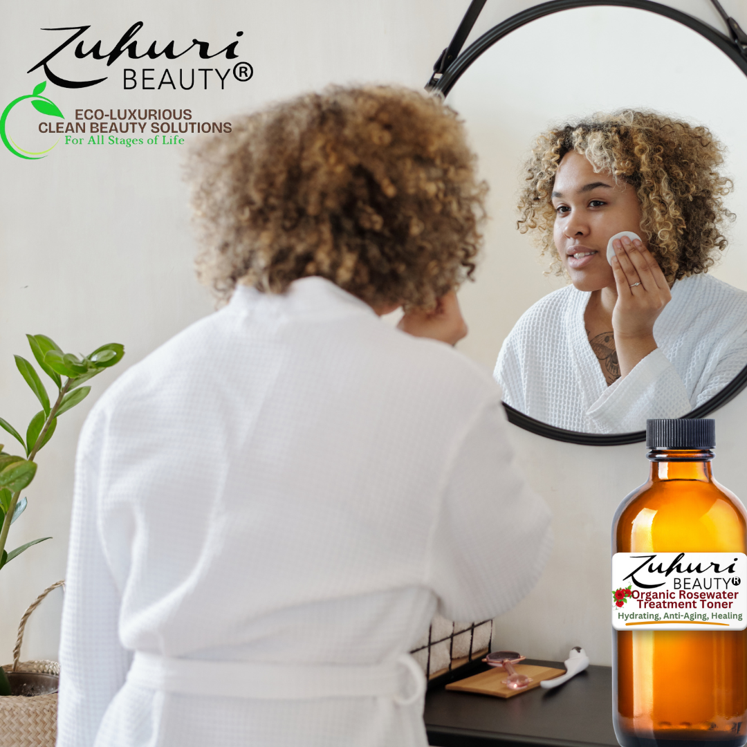 Zuhuri Beauty 24/7 Hydrating, Sebum Balancing, and Anti-Aging Organic Rosewater Treatment Toner