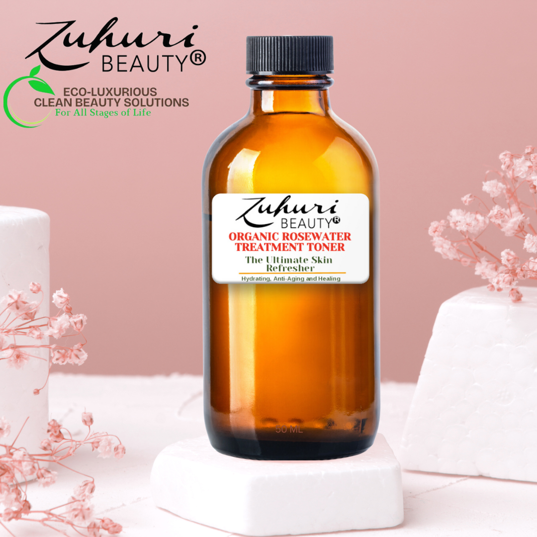 Zuhuri Beauty 24/7 Hydrating, Sebum Balancing, and Anti-Aging Organic Rosewater Treatment Toner
