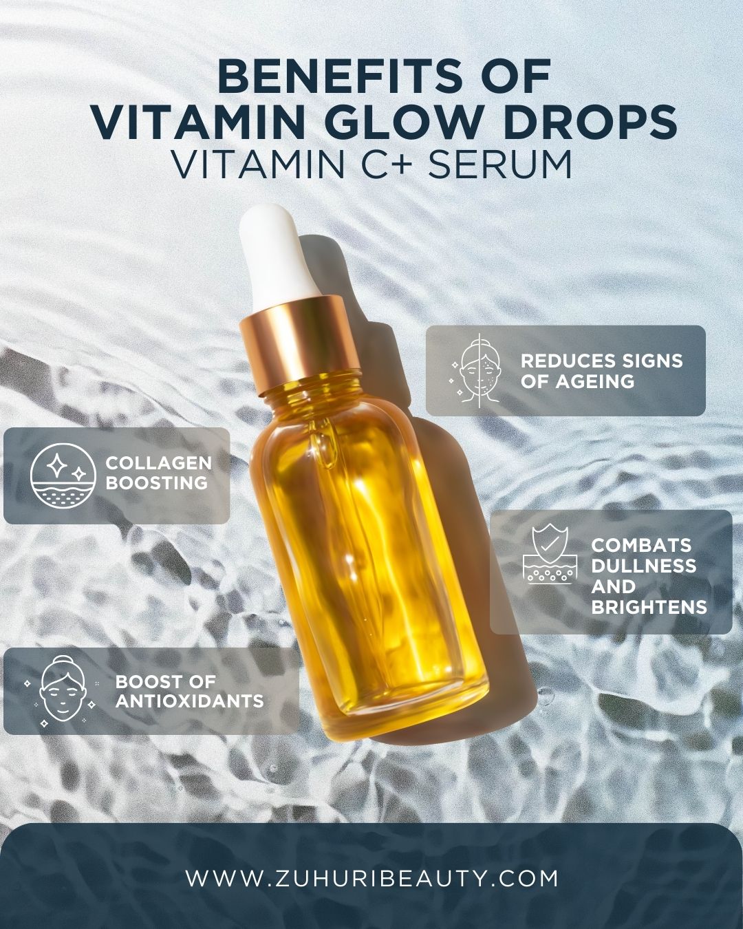 Zuhuri Beauty Vitamin Glow Drops (Vitamin C + Serum) for Skin Brightening, Reviving and Repairing