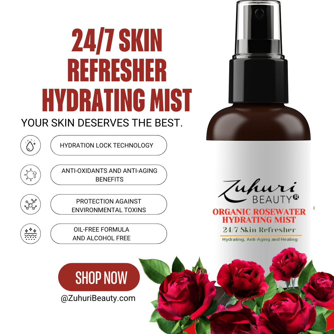 Zuhuri Beauty Organic Rosewater 24/7 Skin Refresher Hydrating Mist