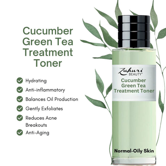 Cucumber Treatment Toner, Exfoliating skin care, green tea toner, cucumber toner, skin care for black women, skin peel for black women, Zuhuri Beauty toners