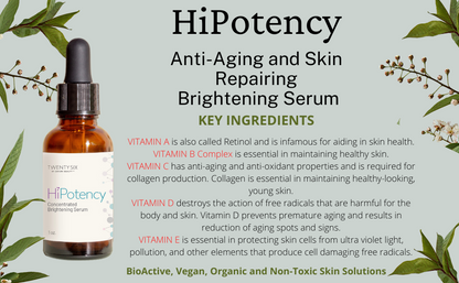 HiPotency Anti-Aging and Skin Repairing Brightening Serum with Vitamins A, B, C, D, and E