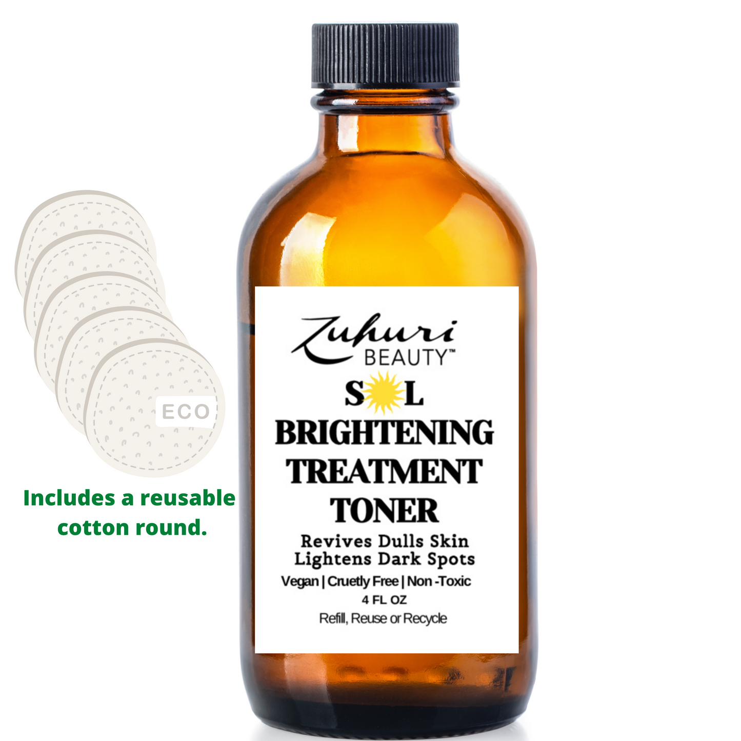 SOL Brightening Treatment Toner with Reusable Cotton Round