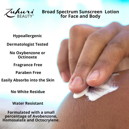 Broad Spectrum Sunscreen Lotion for Face and Body SPF 30 and 50 Water Resistant, Hypoallergenic and Dermatologist Tested