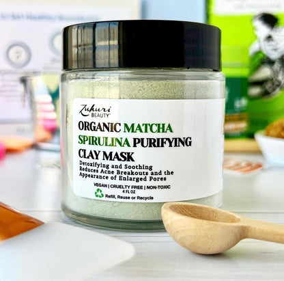 Organic Matcha Spirulina Purifying Clay Mask (with or without Charcoal)