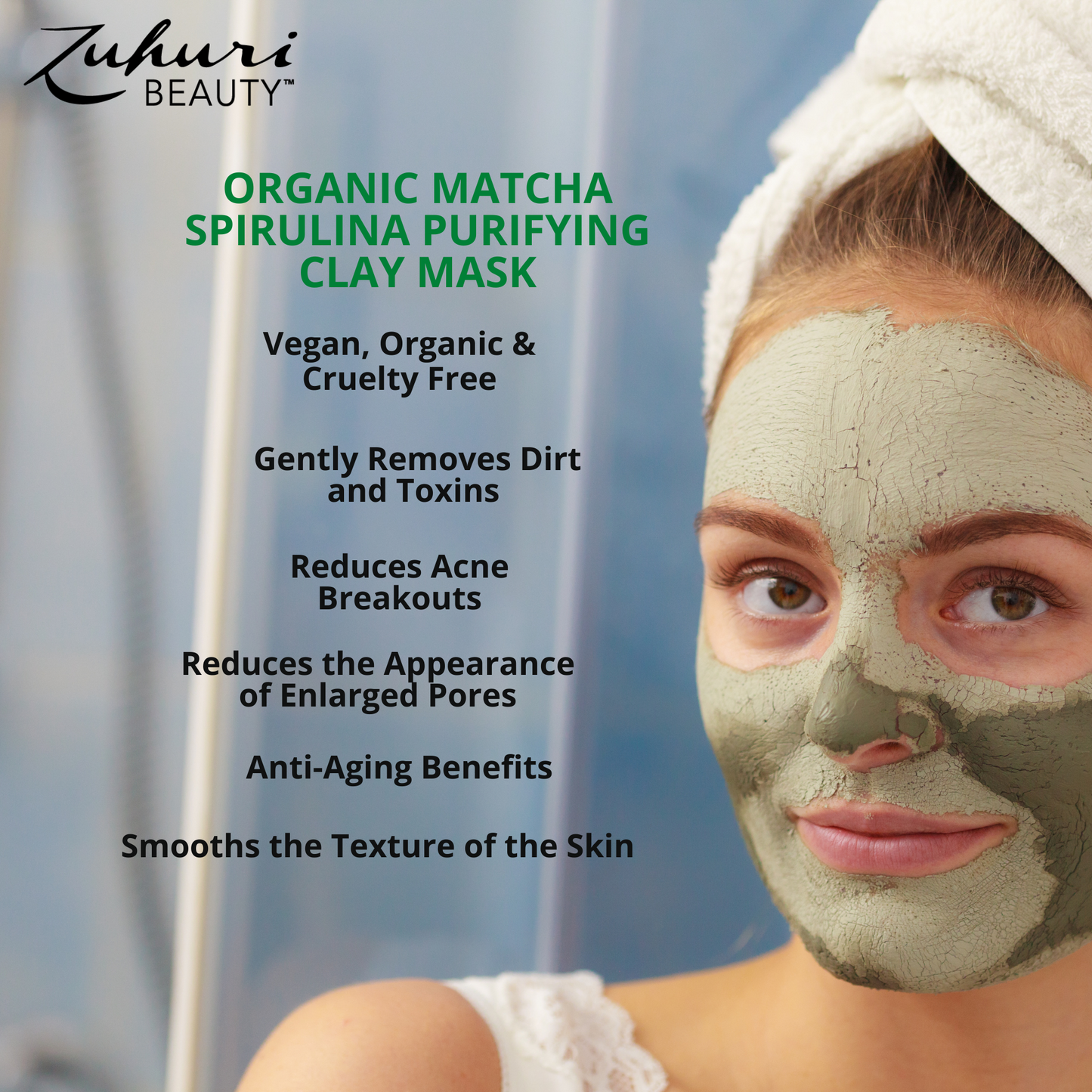 
                  
                    Clay Mask, Acne Treatment Mask, Acne Spot Treatment, Zuhuri Beauty Face Mask, Acne Breakouts, Large Pores
                  
                